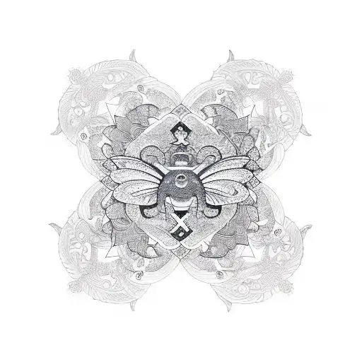 mandala with dragonflys, bamboos and vines tattoo design idea