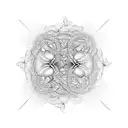 mandala with dragonflys, bamboos and vines tattoo design idea