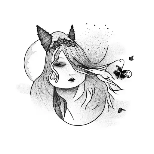Forest Moon Fairy Tale  tattoo design idea