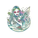 Forest Moon Fairy Tale  tattoo design idea