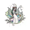Forest Moon Fairy Tale  tattoo design idea
