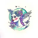 Forest Moon Fairy Tale  tattoo design idea