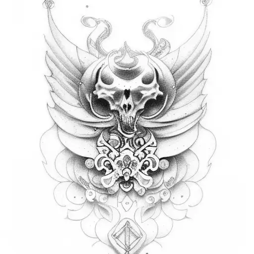 Create an exquisite tattoo concept for a full head canvas infused with baroque ornaments. Embrace the opulence and intri tattoo design idea