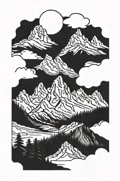 grand teton mountains tattoo design idea