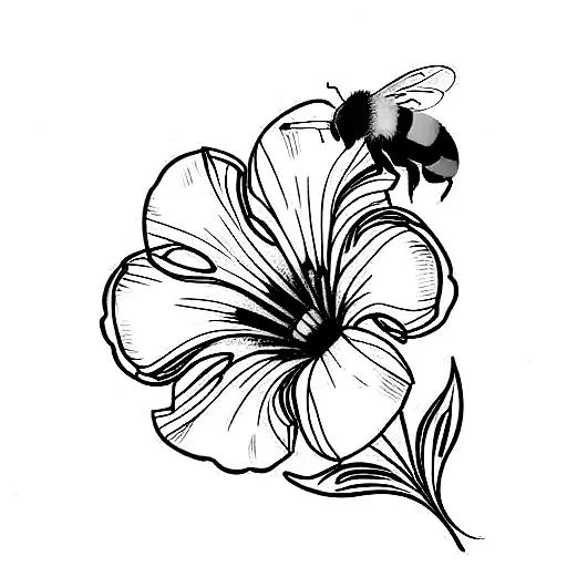 Delphiniums with bumblebees tattoo design idea