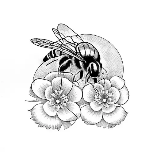 Delphiniums with bumblebees tattoo design idea