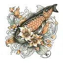 flowers water salmon full sleeve  tattoo design idea