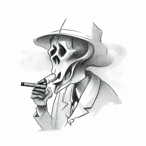 Ghostly figure smoking a joint tattoo design idea