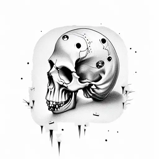skull crying with bullet holes  tattoo design idea