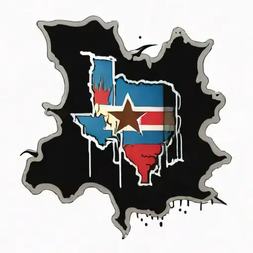State of Texas with the Texas Flag Bleeding out  tattoo design idea