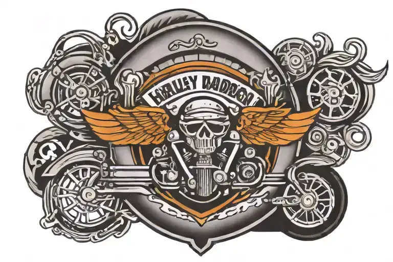 Harley davidson bar and shield tattoo design idea