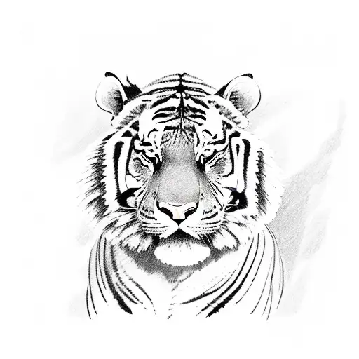 A sketch of a muscular tiger driving a luxurious money car tattoo design idea