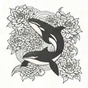 killer whale and Chrysanthemum tattoo design idea