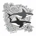 killer whale and Chrysanthemum tattoo design idea