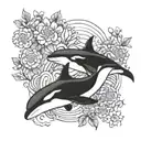 killer whale and Chrysanthemum tattoo design idea