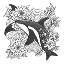 killer whale and Chrysanthemum tattoo design idea