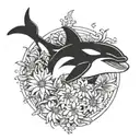 killer whale and Chrysanthemum tattoo design idea