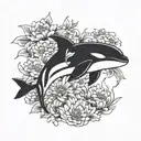 killer whale and Chrysanthemum tattoo design idea