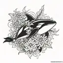 killer whale and Chrysanthemum tattoo design idea
