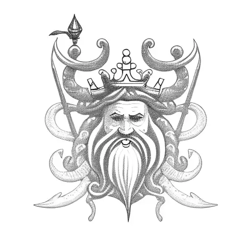 King Neptune Trident tattoo design idea