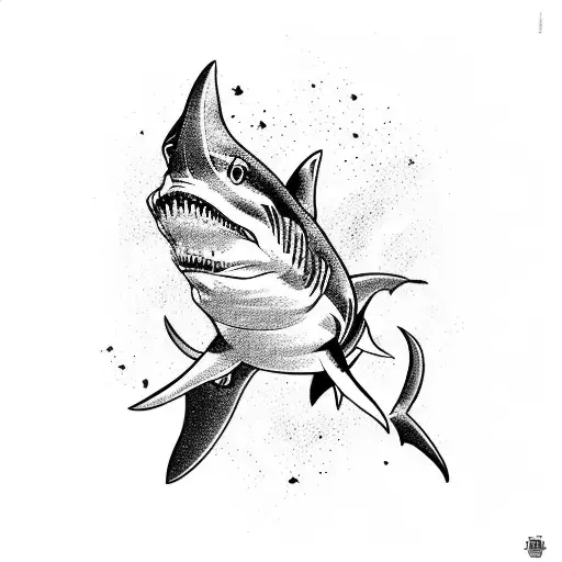 Shark with Trident tattoo design idea