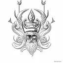 King Neptune Trident tattoo design idea