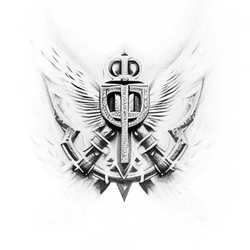 iron german knight cross with flying eagle tattoo design idea