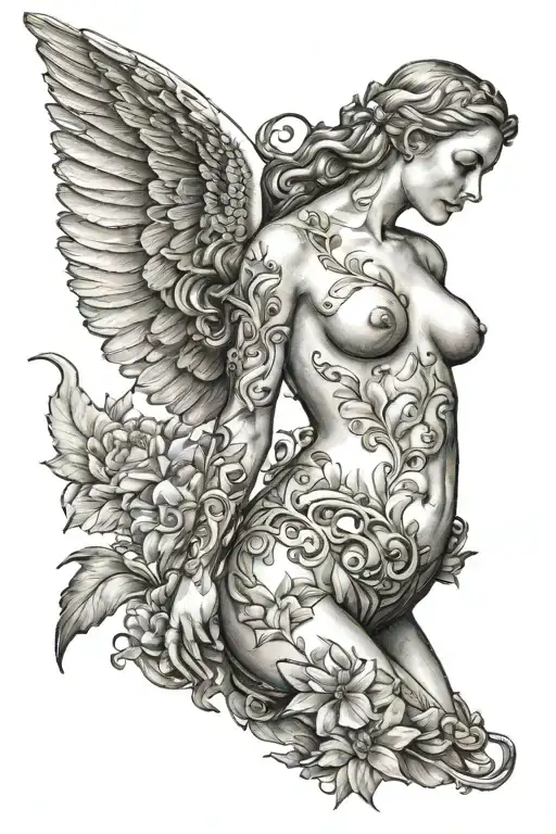 Aphrodite full body small breast tattoo design idea