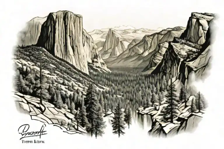 Yosemite tunnel view tattoo design idea