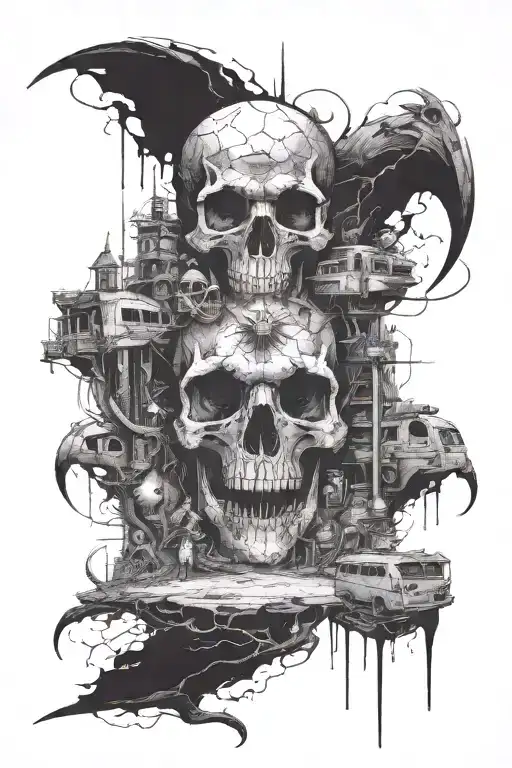 post-apocalypse, fantasy themed tattoo tattoo design idea