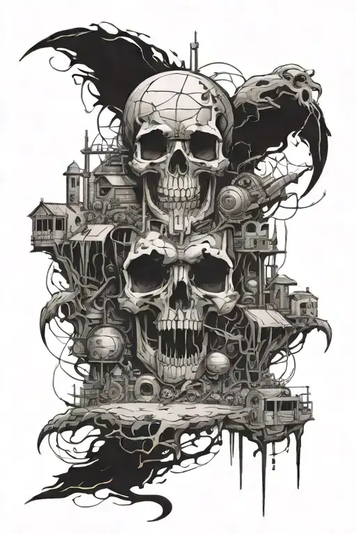 post-apocalypse, fantasy tattoo design idea