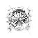 A roulette wheel with car parts replacing the numbers and symbols tattoo design idea
