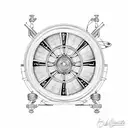 A roulette wheel with car parts replacing the numbers and symbols tattoo design idea