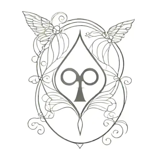 An ace of spades centered with wings and a cocoon surrounding it  tattoo design idea