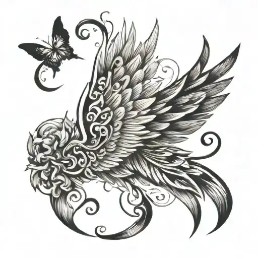 angel wing tattoo with the name tattoo design idea