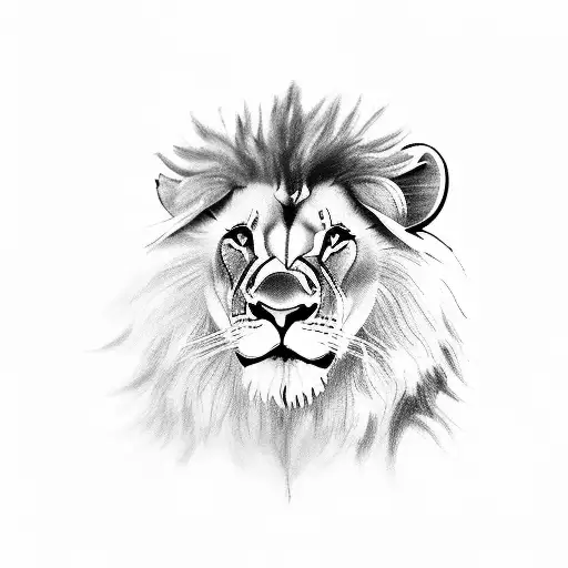 שמירת התרגום A lion who looks in the mirror and sees a lion cub tattoo design idea