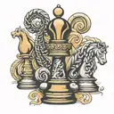 pawn chess piece morphing into king chess piece  tattoo design idea