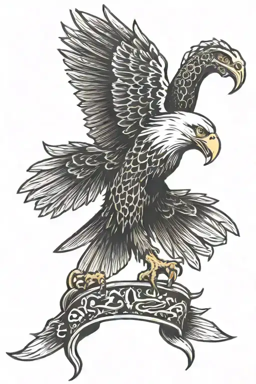 eagle and snake wrapped tattoo design idea