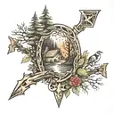 witchcraft inspired tattoo featuring forest scene tattoo design idea