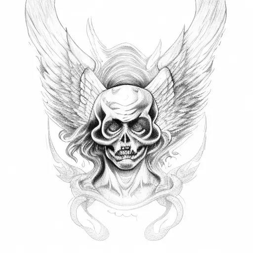 michael the arch angel casting lucifer to hell tattoo design idea