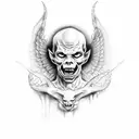 michael the arch angel casting lucifer to hell tattoo design idea
