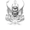 michael the arch angel casting lucifer to hell tattoo design idea