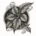 forearm men tatoo, one single long vine with few loosely spread ivy leaves tattoo design idea