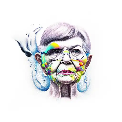 grandma melting tattoo design idea