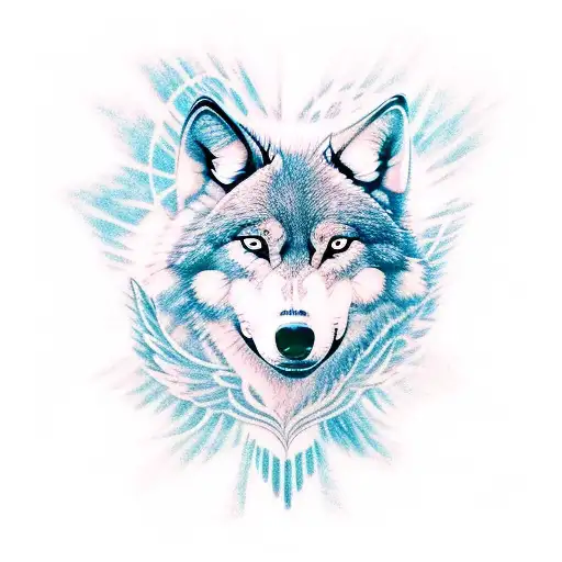 tattoo of a wolf with wings flying towards the sun tattoo design idea