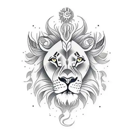 lion chasing gazelle tattoo design idea