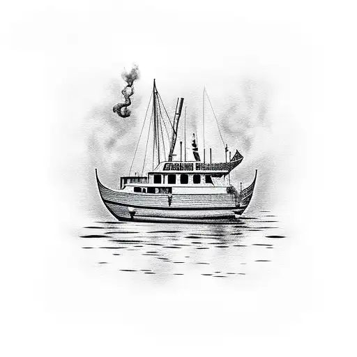 boats on fire tattoo design idea