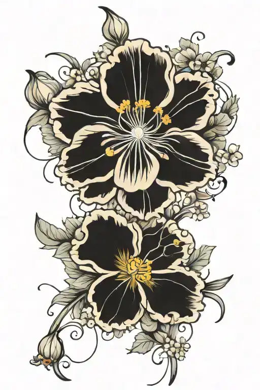 poppy flower narcissus flower Primrose flower morning, glory flower little butterflies, vines, half arm sleeve tattoo design idea