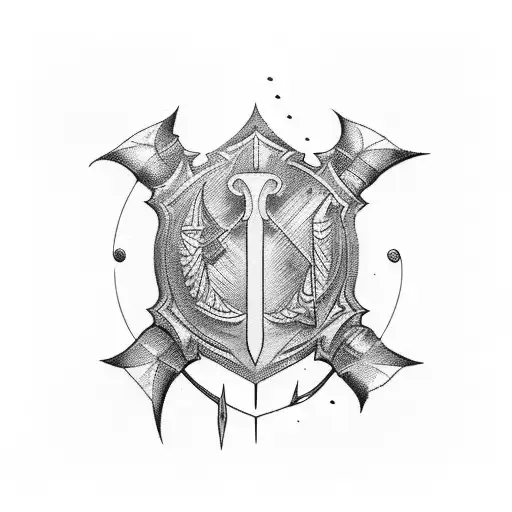 Damocles sword tattoo design idea