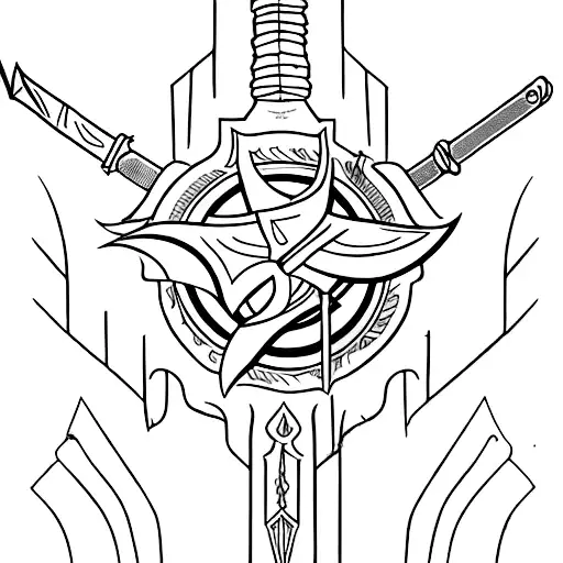 Damocles sword tattoo design idea
